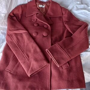 Vintage Women's Double-Breasted Pea Coat S Dark Orange